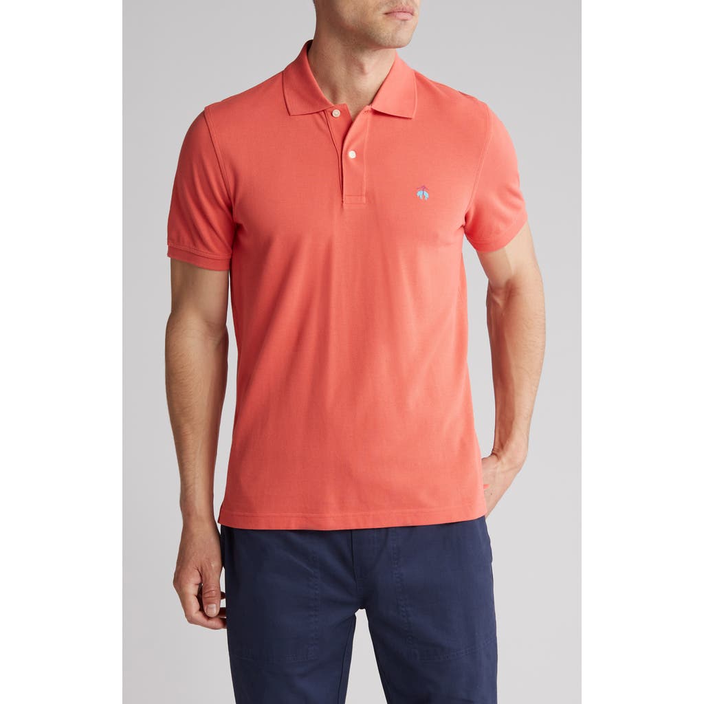 Brooks Brothers Piqué Solid Short Sleeve Polo In Red