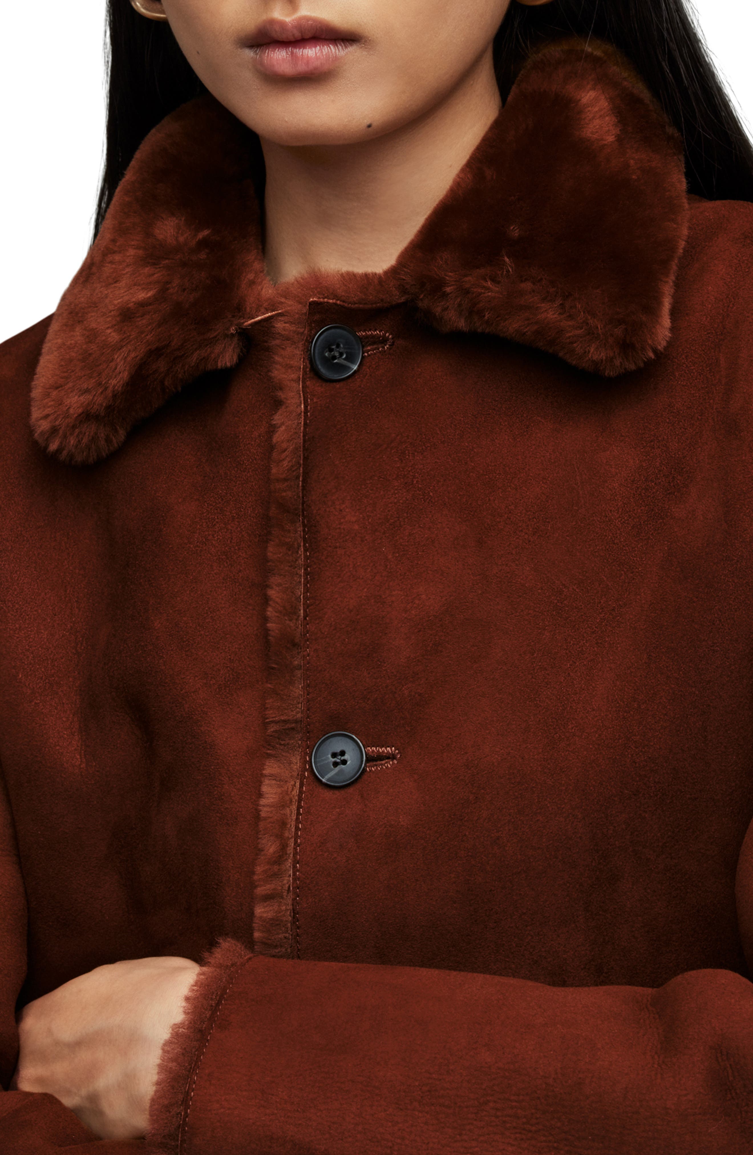 All Saints Shearling Coat Black Allsaints Myers Shearling Jacket 