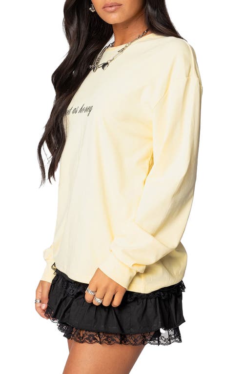 Edikted Honeybee Long Sleeve Graphic T-shirt In Yellow