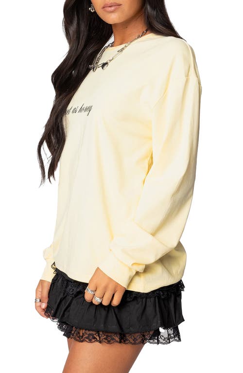 Shop Edikted Honeybee Long Sleeve Graphic T-shirt In Yellow