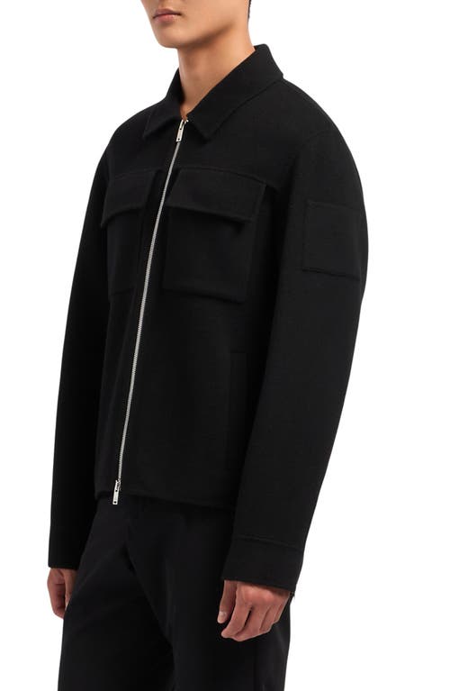 Moose Knuckles Jacques Wool Blend Double Face Jacket in Black 