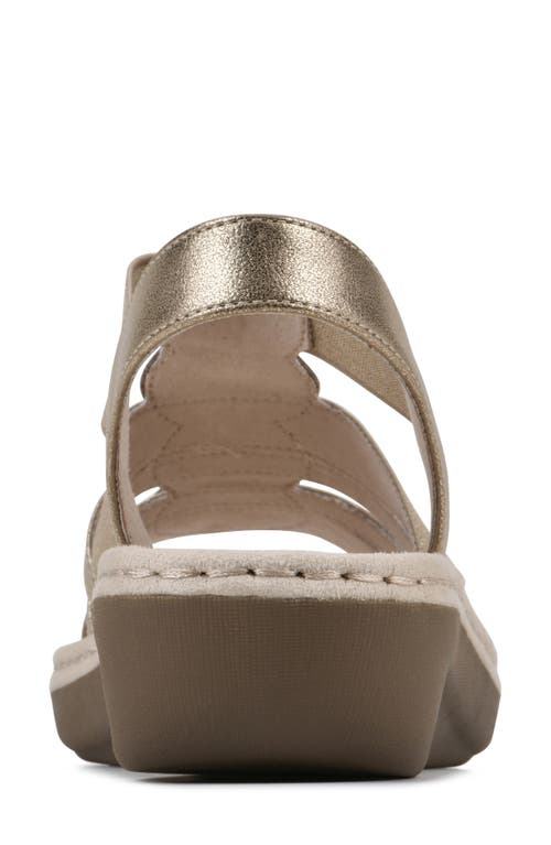 Shop Cliffs By White Mountain Camryn Strappy Wedge Sandal In Gold/met/sueded