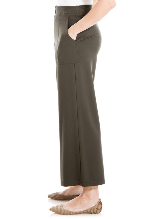 Max Studio Ponte Crop Wide Leg Pull-on Pants In Loden-loden