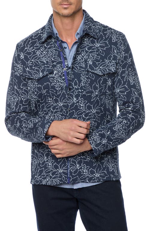 Shop Robert Graham Kohan Quilted Knit Shirt Jacket In Navy