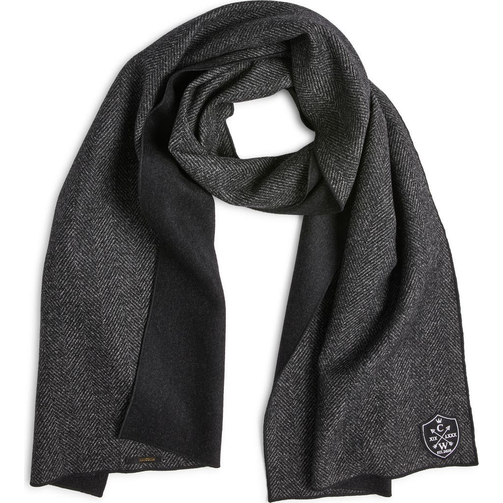 Clifton Wilson Herringbone Double Face Wool Scarf In Charcoal