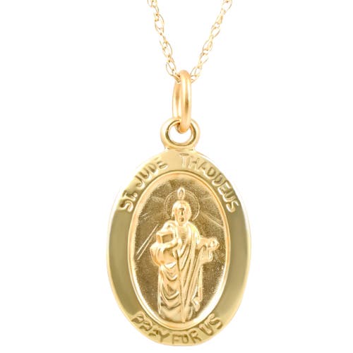 Bliss Diamond 14k Gold Gold St. Jude Thaddeus Medal Pendant .5" Tall 1 Gram In Yellow Gold