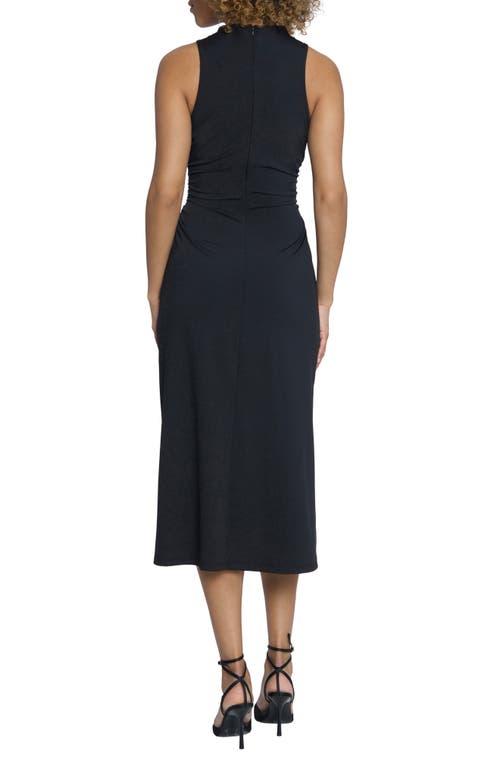 Shop Maggy London Funnel Neck Sleeveless Midi Dress In Black