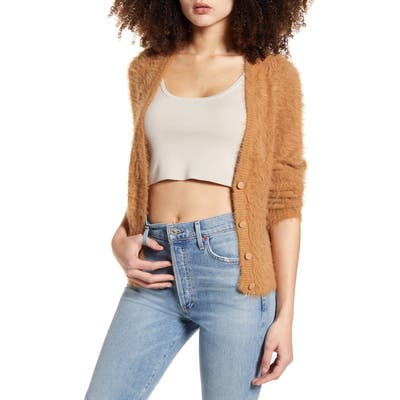 Vero Moda Poilu V-Neck Cardigan, Brown