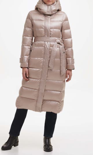 Buy CONTRAST MAXI BELTED LONG PUFFER Online - Karl Lagerfeld Paris