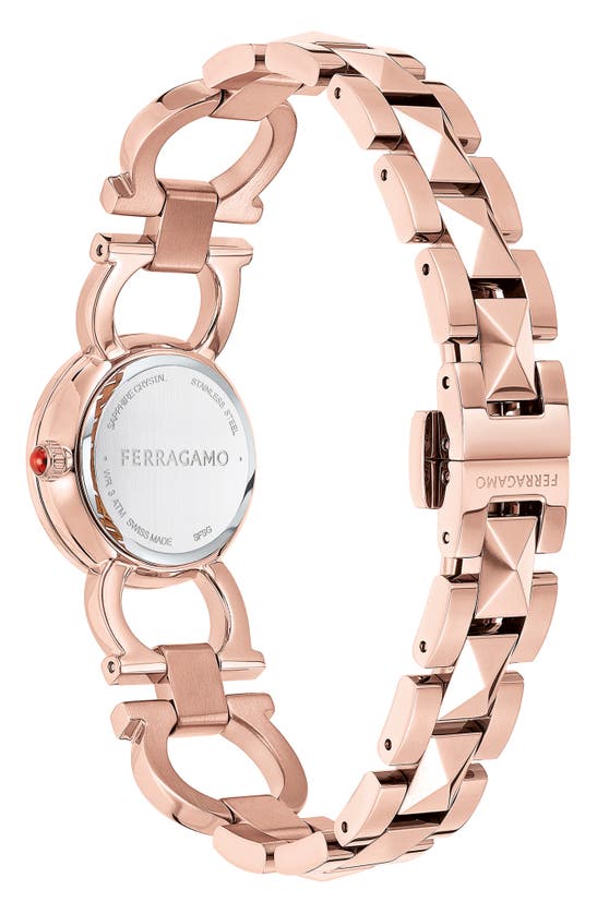 Shop Ferragamo Double Gancio Bracelet Watch, 25mm In Ip Rose Gold