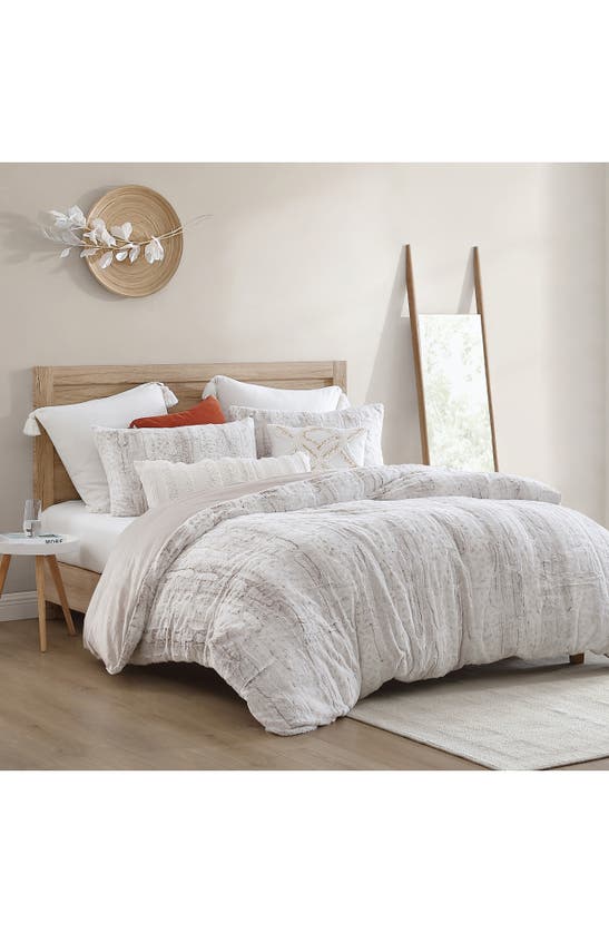 Peri Home Snow Leopard Faux Fur Comforter & Shams Set In Ivory