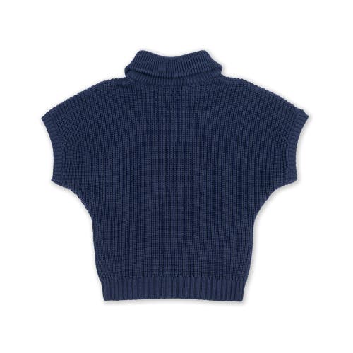 Hope & Henry Girls' Organic Spread Collar Sweater, Kids In Navy Cardigan Stitch