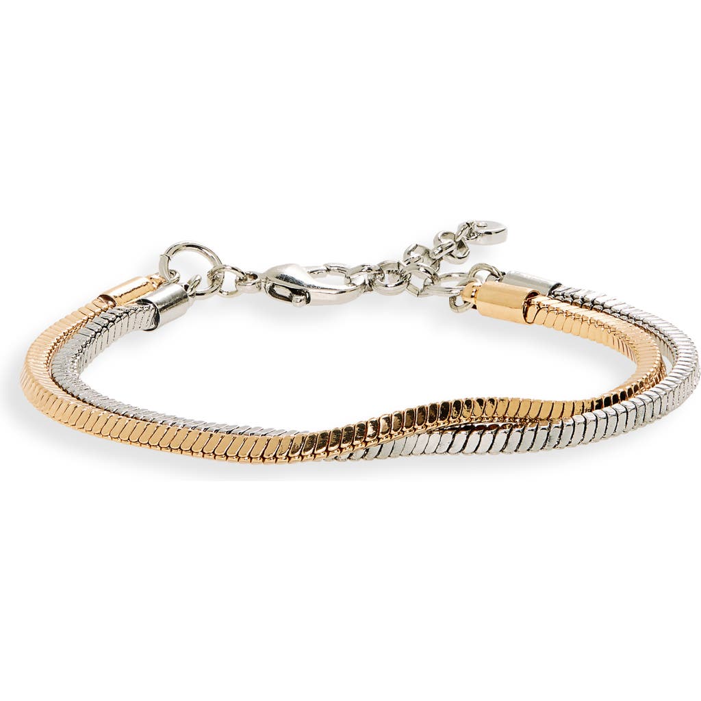 Ettika Two-tone Herringbone Chain Bracelet In Metallic