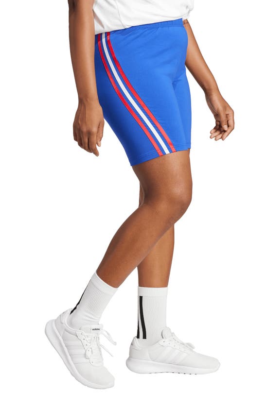 Shop Adidas Originals Future Icons 3-stripes Bike Shorts In Semi Lucid Blue