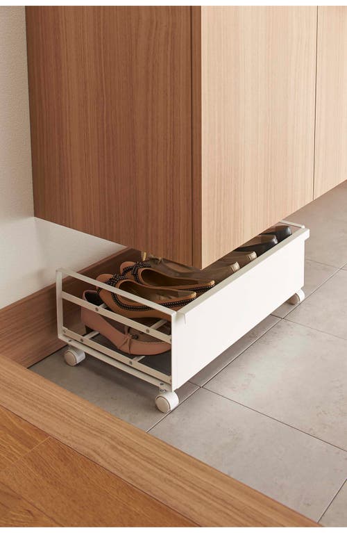 Yamazaki Rolling Shoe Rack In White