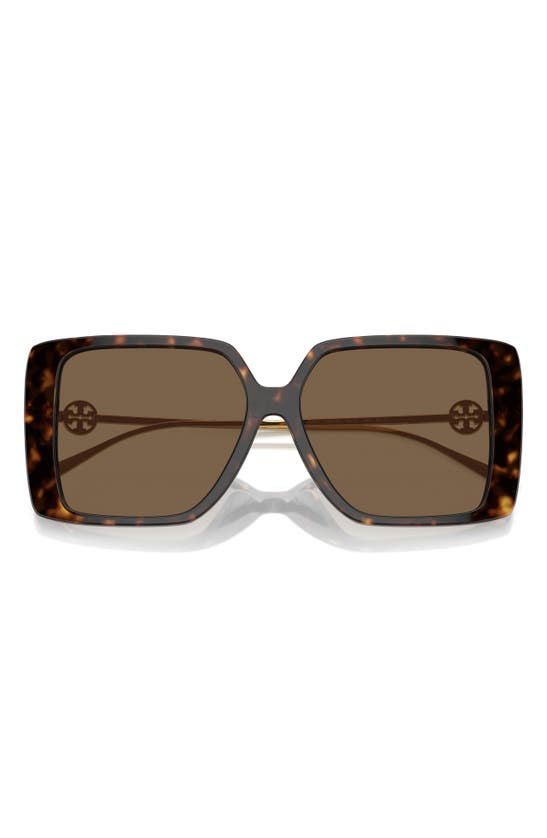 Tory Burch Square Sunglasses, 56mm In Tortoise
