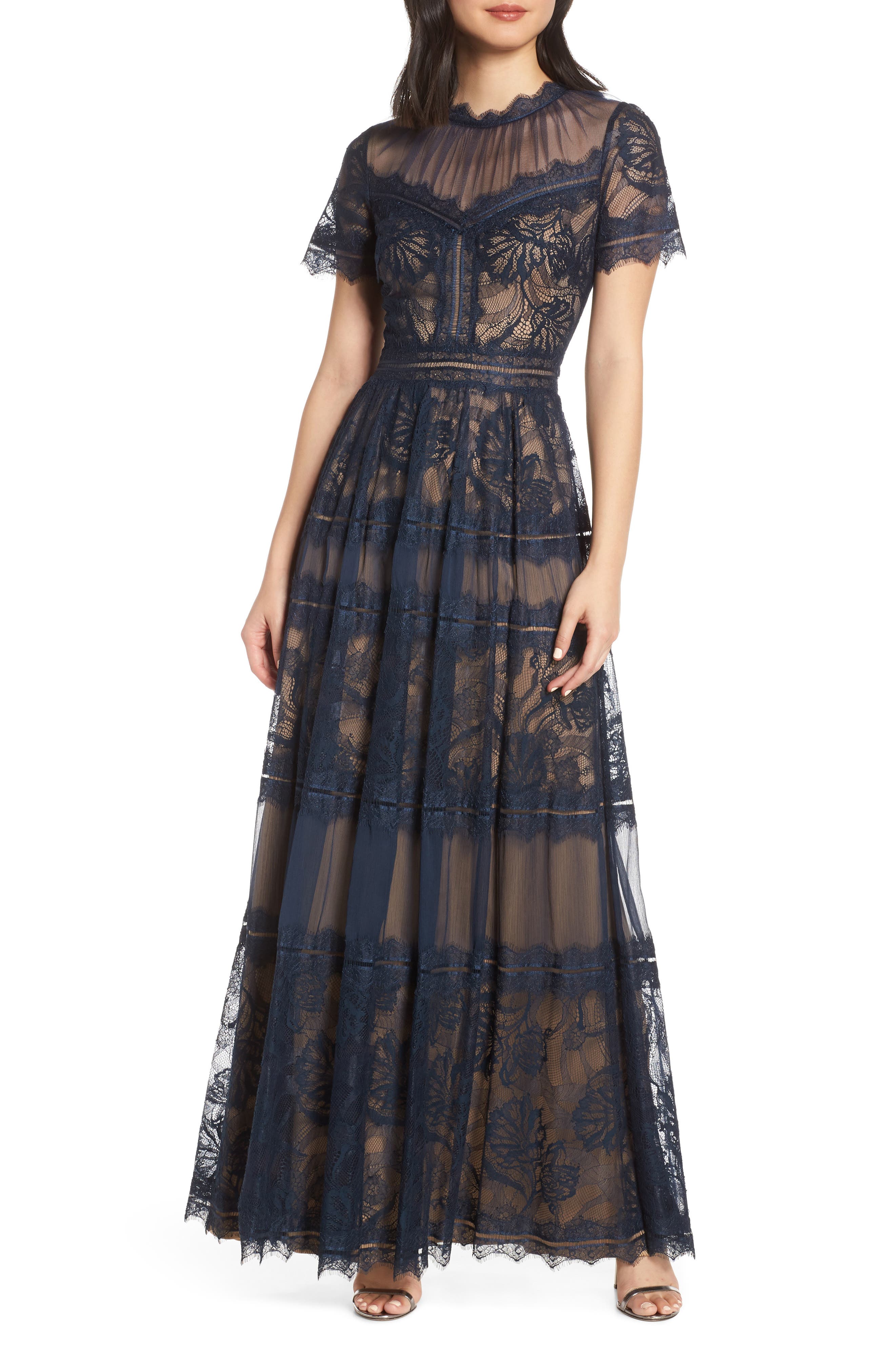 Tadashi Shoji Lace Evening Dress, Blue