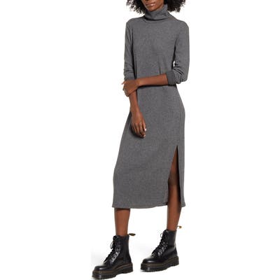 All In Favor Long Sleeve Midi Sweater Dress, Grey