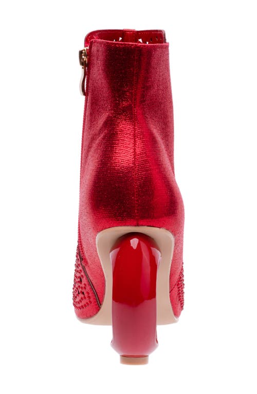 Lady Couture Breeze Rhinestone Pointed Toe Bootie In Red