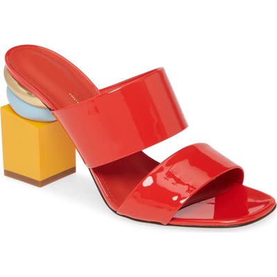 Salvatore Ferragamo Lotten Block Heel Slide Sandal, Red