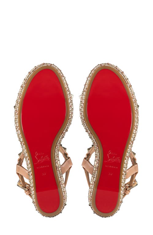 Christian Louboutin Pyraclou Glitter Espadrille Wedge Sandal In Blush/lin Blush