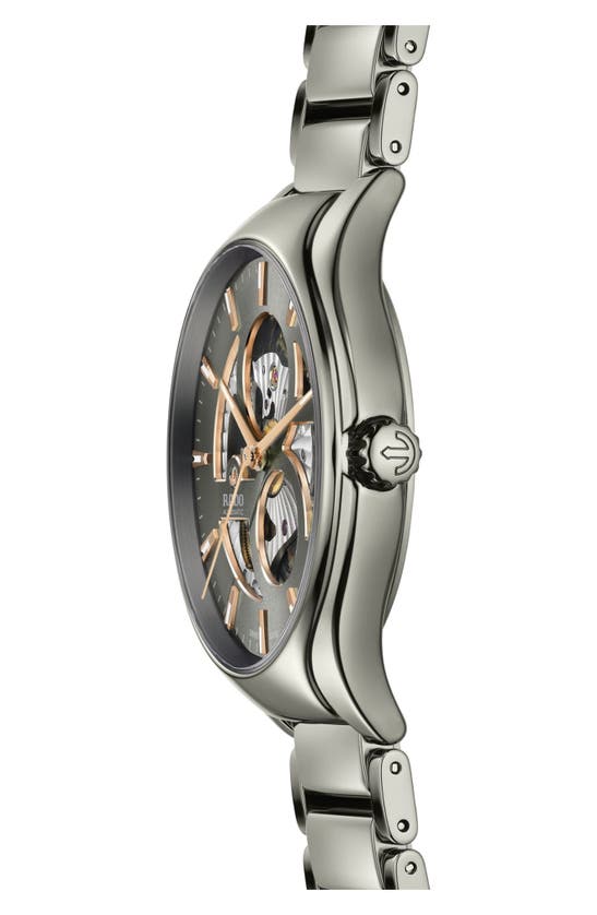 Rado True Round Automatic Open Heart Bracelet Watch, 40mm In Grey
