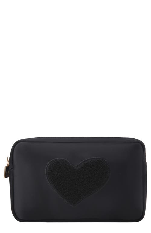 Medium Heart Cosmetic Bag in Black/Black