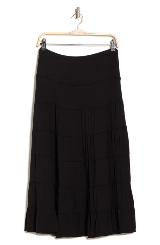 Max Studio Knit Tiered Maxi Skirt In Black | ModeSens