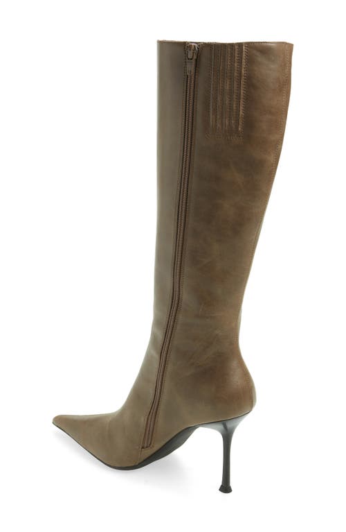 Shop Jeffrey Campbell Darling Pointed Toe Boot In Taupe Distressed