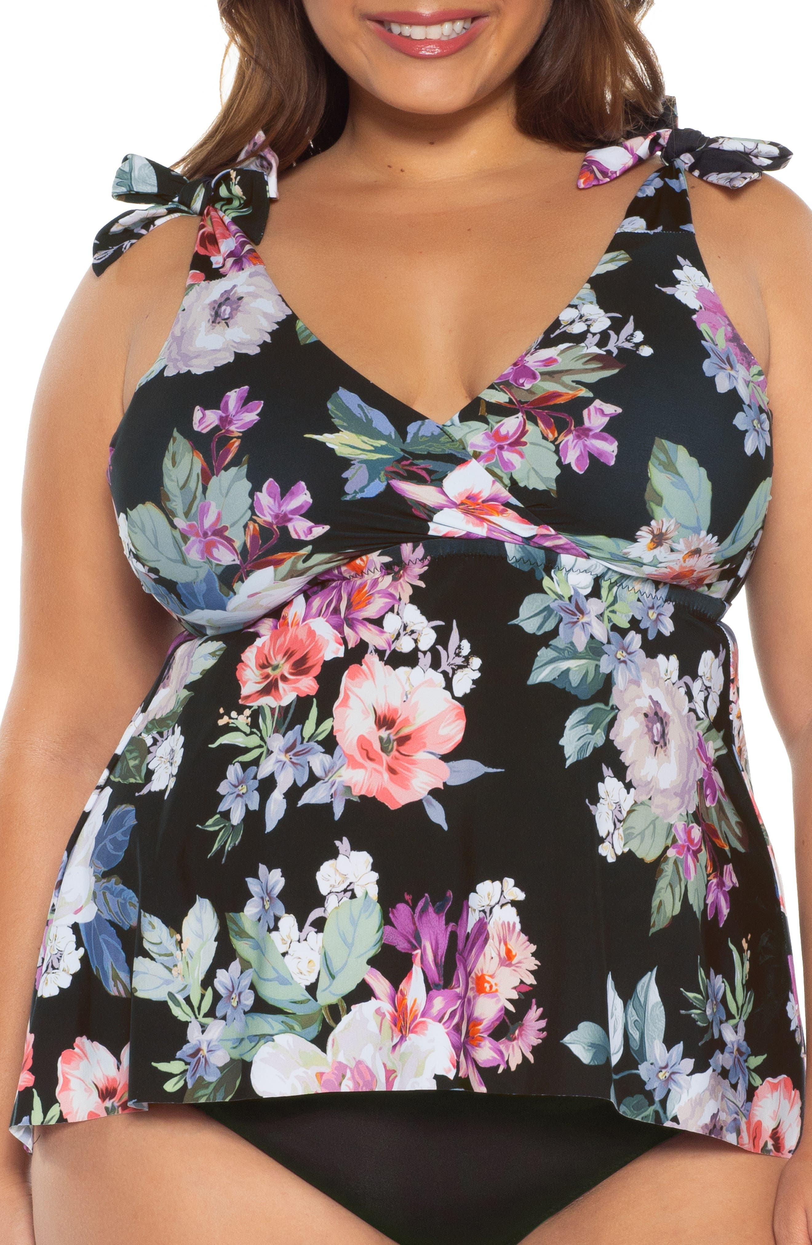 Plus Size Becca Etc. Spring Fling Tankini Top, Black