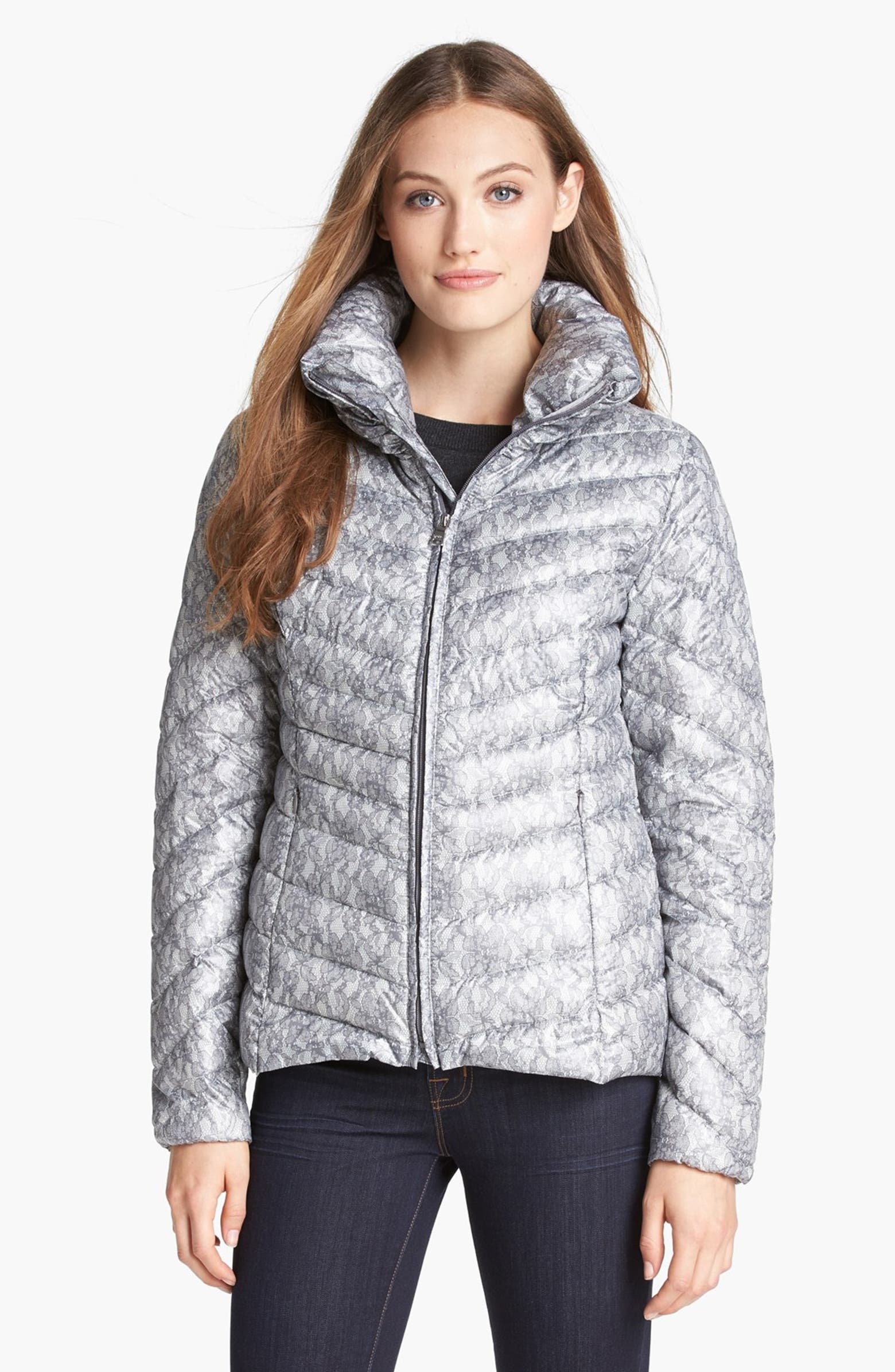 Jessica Simpson Lace Print Packable Down Jacket | Nordstrom
