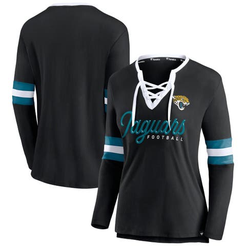 Women's Fanatics Branded Black Philadelphia Eagles Spirit Jersey Lace-Up  V-Neck Long Sleeve T-Shirt