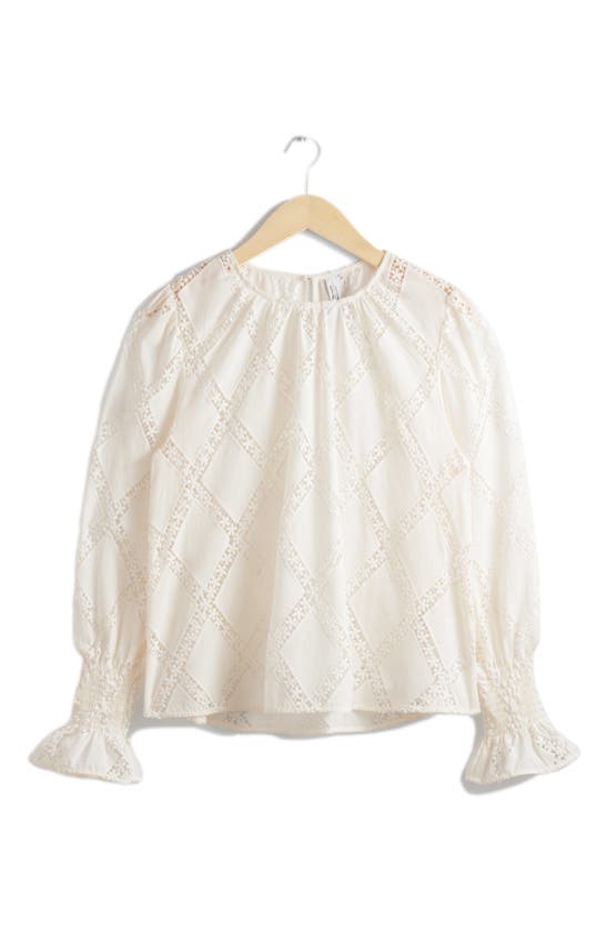 Shop & Other Stories Lace Trim Top In White Dusty Light