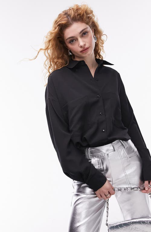 Topshop Relaxed Fit Button-Up Shirt Black at Nordstrom, Us