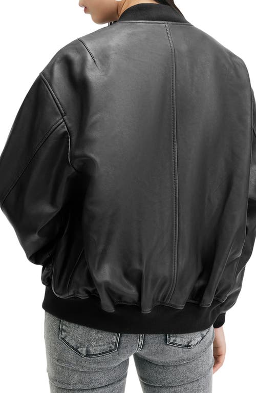 Shop Allsaints Belle Leather Bomber Jacket In Black