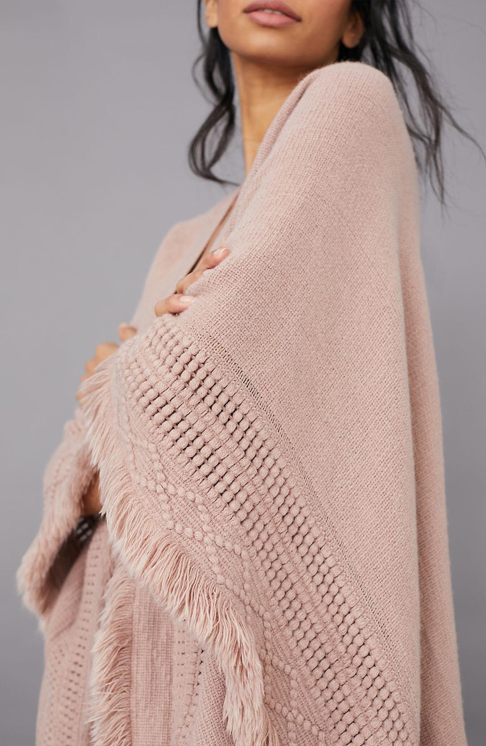 SAACHI Embroidery Fringed Ruana | Nordstromrack