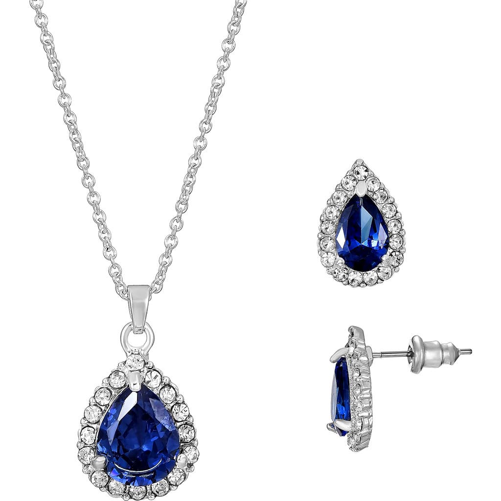 Danecraft Cz Teardrop Pendant Necklace & Earrings Set In Silver