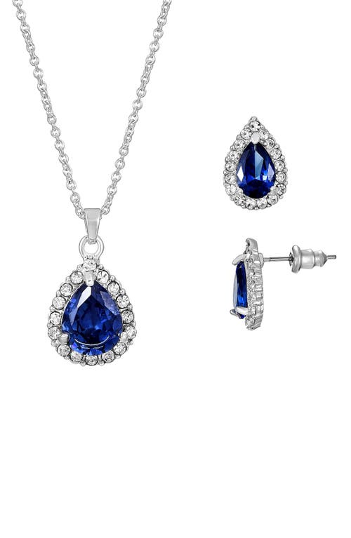 Danecraft Cz Teardrop Pendant Necklace & Earrings Set In Silver