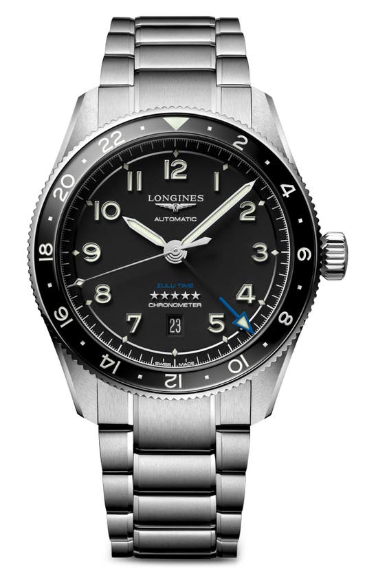 Shop Longines Spirit Zulu Bracelet Watch, 39mm In Black
