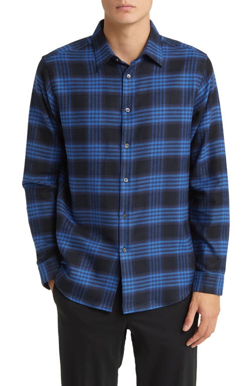 Theory Irving Plaid Cotton Flannel Button-Up Shirt Blueberry Multi at Nordstrom,