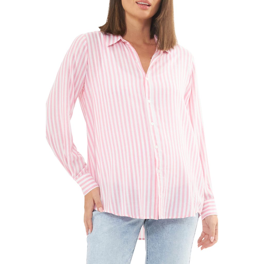 Ripe Maternity Emmy St Button-up Shirt In Bubble Gum/white