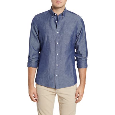 Nordstrom Shop Trim Fit Chambray Button-Down Sport Shirt, Blue