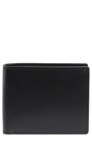 Ted Baker London Brockwell Pebbled Bifold Wallet In Black