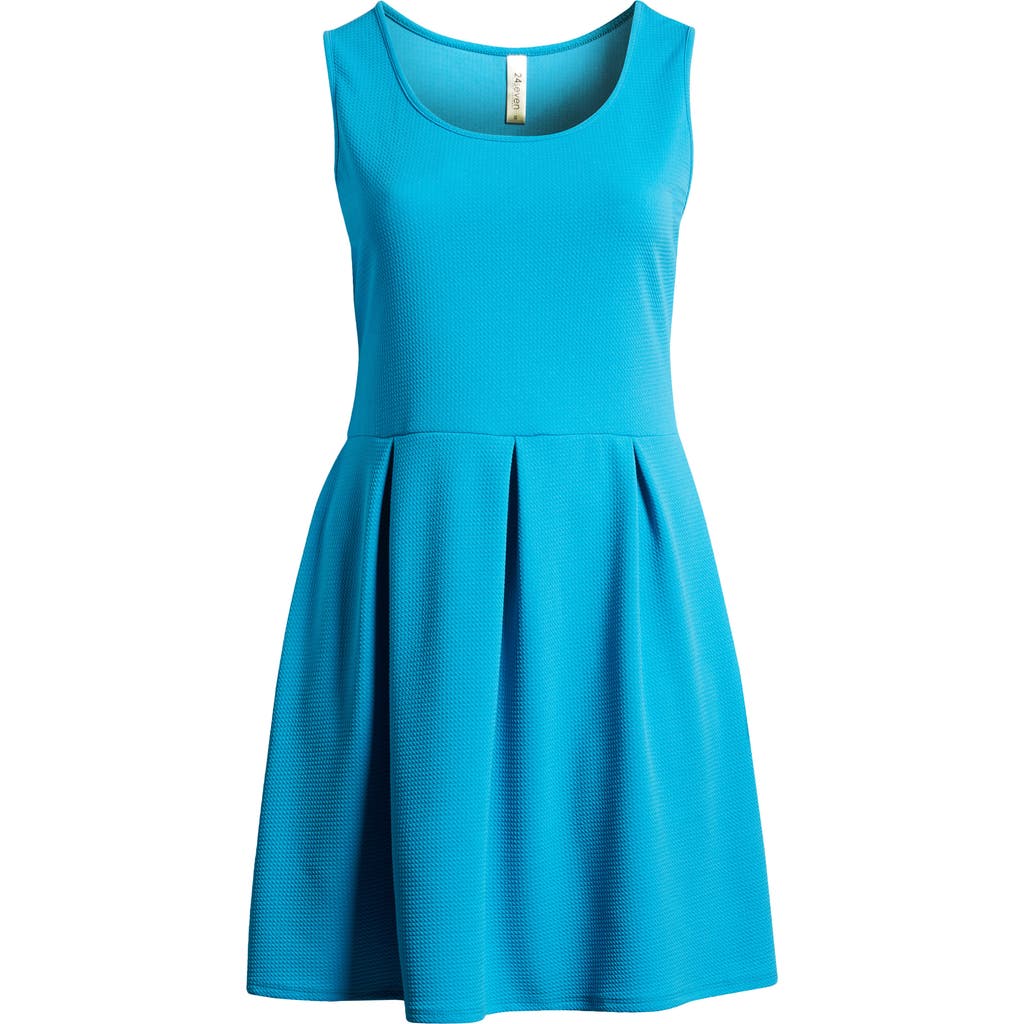 24seven Comfort Apparel Women's Sleeveless Knee Pleated Pocket Dress In Turquoise