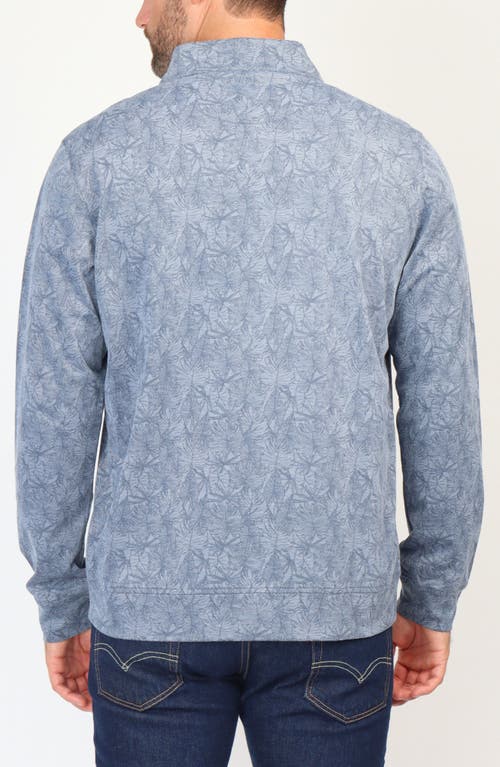Tailorbyrd Tonal Tropical Print Micro Pique Pullover In Navy