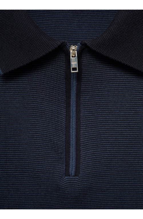 MANGO MANGO TIPPED ZIP PLACKET COTTON POLO 