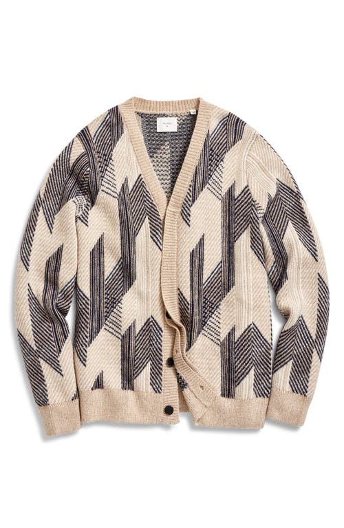 Billy Reid Abstract Jacquard Alpaca & Cotton Cardigan in Beige Multi 