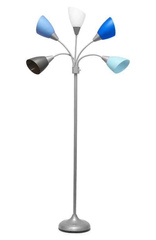 Shop Lalia Home Five Light Goose Neck Floor Lamp In Silver/blue Shades
