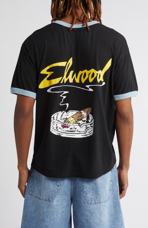 Shop Elwood Oversize Ringer Graphic T-shirt In Black/baby Blue