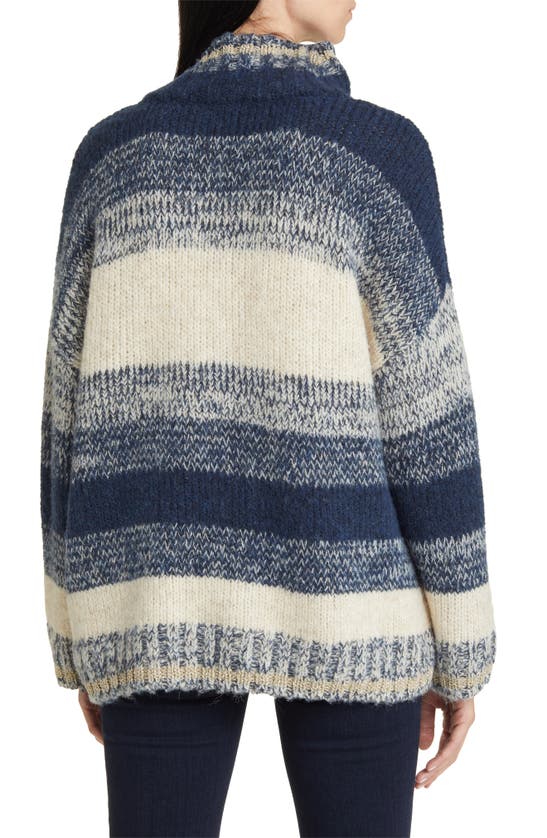 Wit & Wisdom Ombré Stripe Turtleneck Sweater In Navy Multi